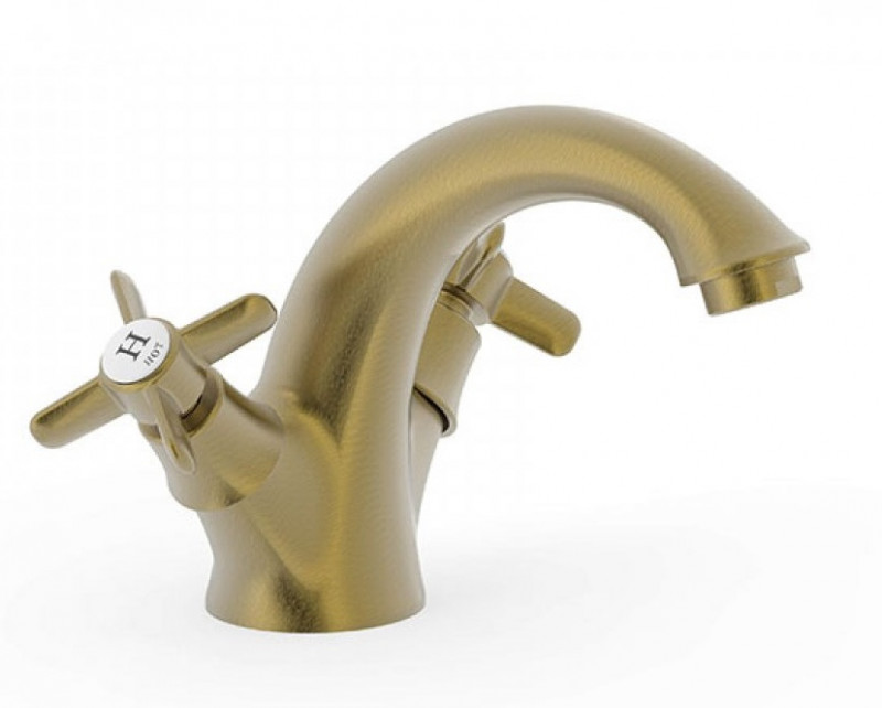 Tres Clasic bateria umywalkowa dwuuchwytowa retro stary mosiądz matowy 242.102.01.LM