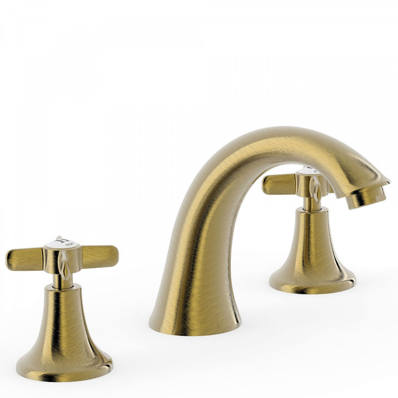 Tres Clasic bateria umywalkowa dwuuchwytowa retro stary mosiądz 242.106.01.LV