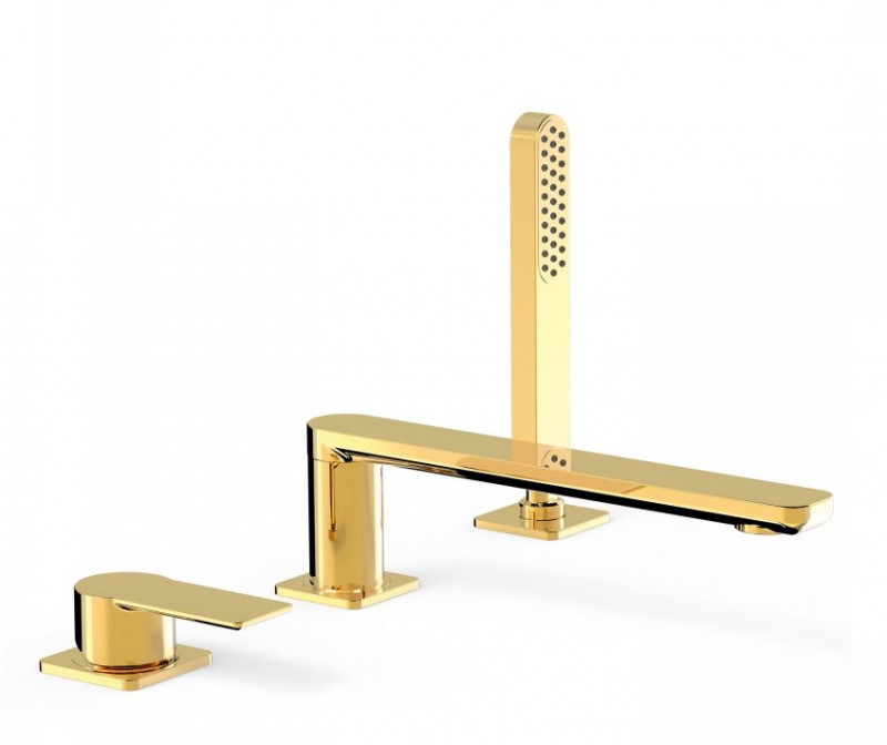 Tres Loft bateria wannowa trzyotworowa wylewka 22 cm złoty polerowany 200.162.01.OR