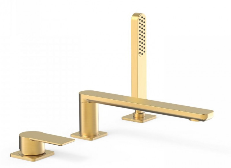 Tres Loft bateria wannowa trzyotworowa wylewka 22 cm złoty matowy 200.162.01.OM