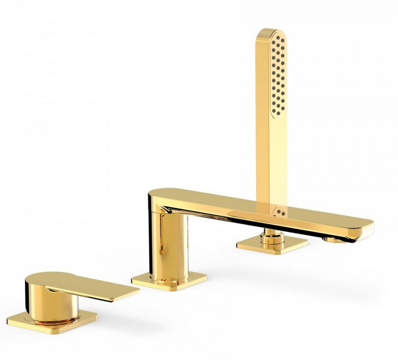 Tres Loft bateria wannowa trzyotworowa wylewka 18 cm złoty polerowany 200.162.03.OR