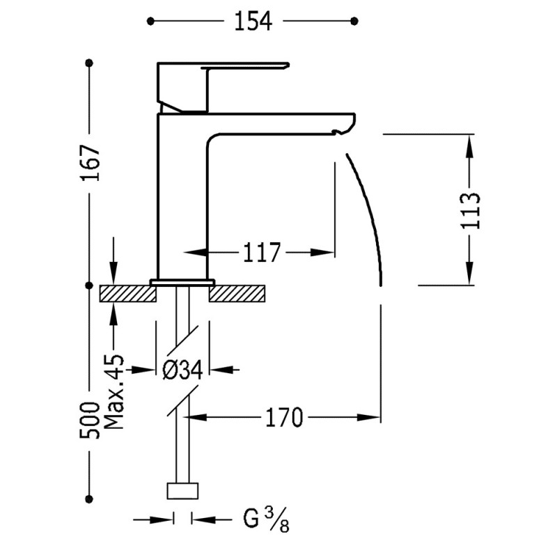 Tres Loft-Colors bateria umywalkowa perlator stal 200.103.01.AC