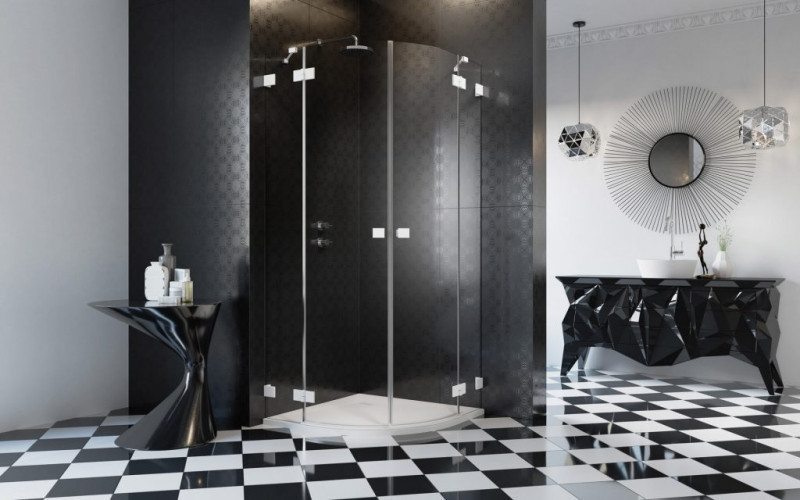 Radaway Essenza Pro White PDD kabina półokrągła asymetryczna 90Lx100P drzwi otwierane biały przeźroczyste Easy Clean 10095090-04-01L + 10095100-04-01R