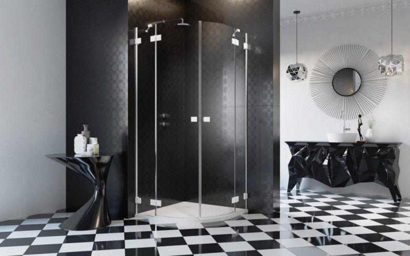 Radaway Essenza Pro White PDD kabina półokrągła asymetryczna 100Lx80P drzwi otwierane biały przeźroczyste Easy Clean 10095100-04-01L + 10095080-04-01R