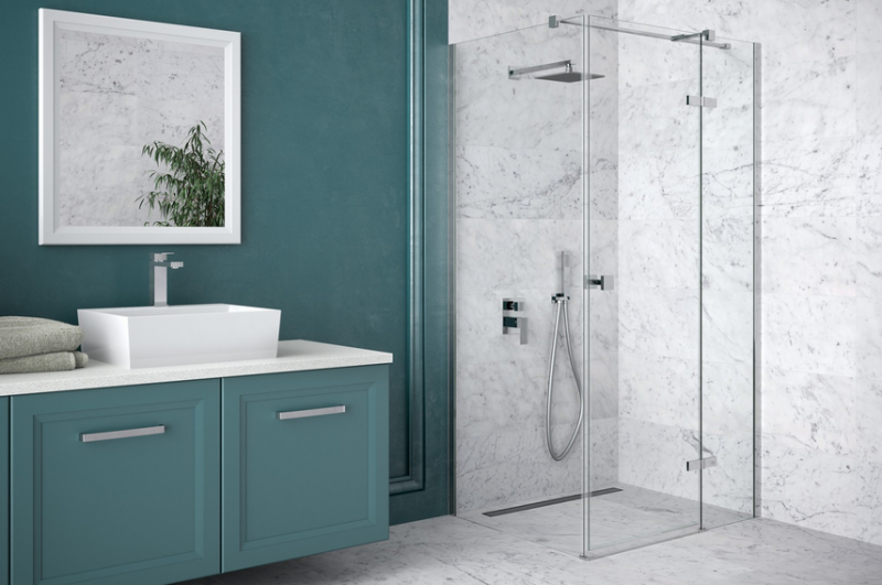 BESCO PIXA kabina kwadratowa 90x90 drzwi prawe otwierane i ścianka chrom PKP-90-195-C