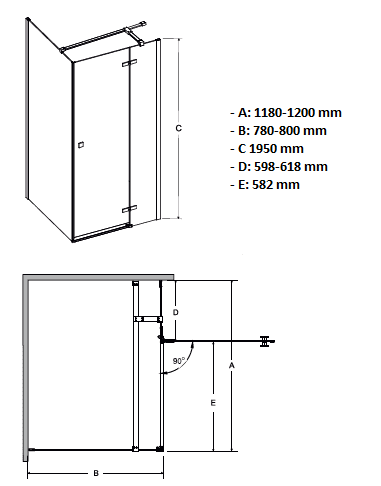 BESCO Pixa Kabina prostokątna 120x80 prawa drzwi otwierane chrom PPP-128-195-C