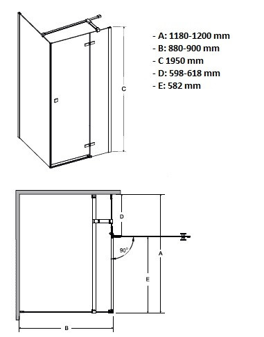 BESCO Pixa Kabina prostokątna 120x90 prawa drzwi otwierane chrom PPP-129-195-C