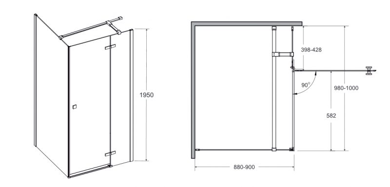 BESCO Pixa Kabina prostokątna 100x90 lewa drzwi otwierane chrom PPL-109-195-C