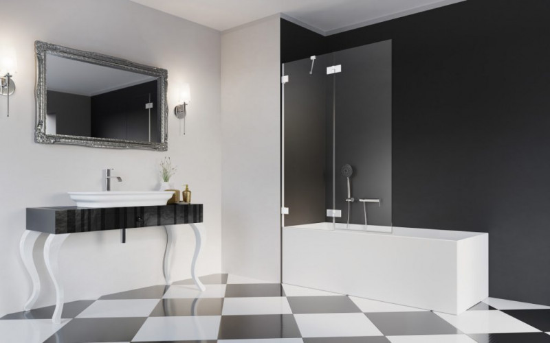 Radaway Essenza Pro White PND II parawan nawannowy dwuczęściowy 140 cm lewy biały przeźroczyste Easy Clean 10102140-04-01L