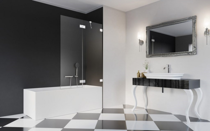 Radaway Essenza Pro White PND II parawan nawannowy dwuczęściowy 110 cm prawy biały przeźroczyste Easy Clean 10102110-04-01R