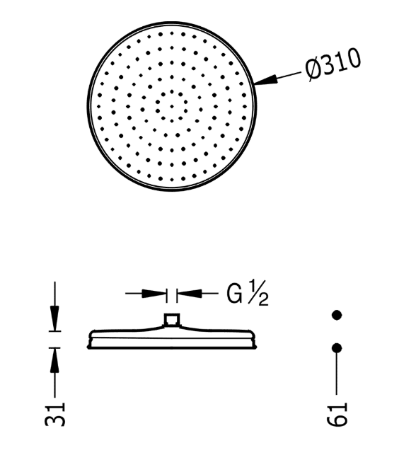 Tres głowica natryskowa śr.31cm mosiężna stary mosiądz matowy 299.337.03.LM