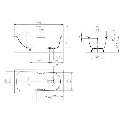 Kaldewei Saniform Plus wanna prostokątna z otworami na uchwyty 140x70 model 330 133000010001