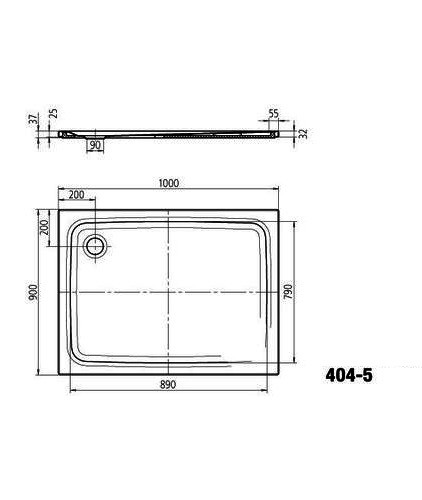 Kaldewei Superplan brodzik kwadratowy 100x90 model z obniżonym nośnikiem ze styropianu 404-5 430447980001