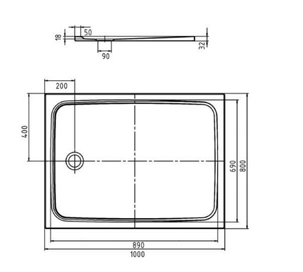 Kaldewei Cayonoplan brodzik prostokątny 100x80 model 2255-1 361600010001