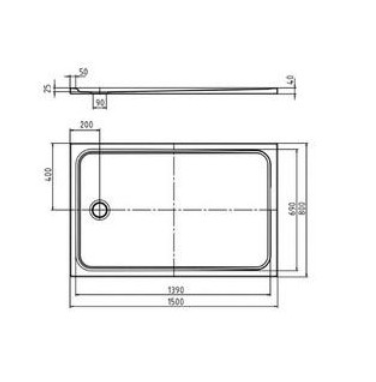 Kaldewei Cayonoplan brodzik prostokątny 150x80 model 2271-1 363100010001