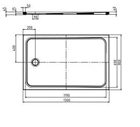 Kaldewei Cayonoplan brodzik prostokątny 130x80 z obniżonym nośnikiem styropianowym model 2264-5 362447980001