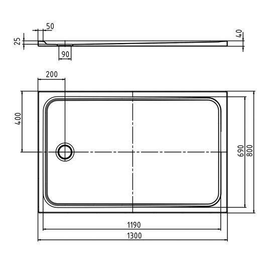 Kaldewei Cayonoplan brodzik prostokątny 130x80 model 2264-1 362400010001