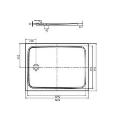 Kaldewei Cayonoplan brodzik prostokątny 120x90 model 2263-1 362300010001