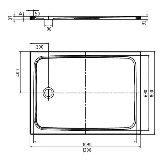 Kaldewei Cayonoplan brodzik prostokątny 120x80 z obniżonym nośnikiem styropianowym model 2262-5 362247980001