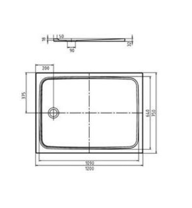Kaldewei Cayonoplan brodzik prostokątny 120x75 z obniżonym nośnikiem styropianowym model 2261-5 362147980001