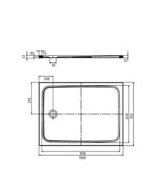 Kaldewei Cayonoplan brodzik prostokątny 100x75 z obniżonym nośnikiem styropianowym model 2255-5 361547980001