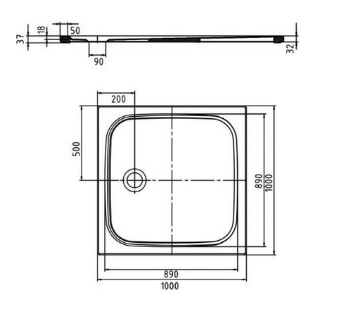 Kaldewei Cayonoplan brodzik kwadratowy 100x100 z obniżonym styropianowym nośnikiem model 2258-5 361847980001