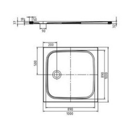Kaldewei Cayonoplan brodzik kwadratowy 100x100 model 2258-1 361800010001
