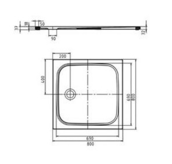 Kaldewei Cayonoplan brodzik kwadratowy 80x80 z obniżonym styropianowym nośnikiem model 2251-5 361147980001