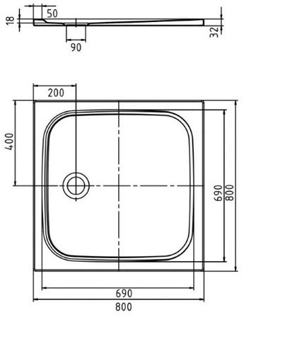 Kaldewei Cayonoplan brodzik kwadratowy 80x80 model 2251-1 361100010001