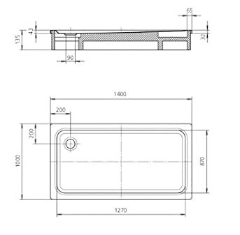 Kaldewei Superplan brodzik prostokątny 140x100 model 412-1 431200010001