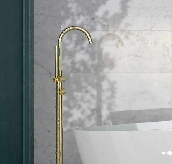 BESCO Illusion I bateria wannowa wolnostojąca podłogowa 118 cm złoty BW-II-ZL