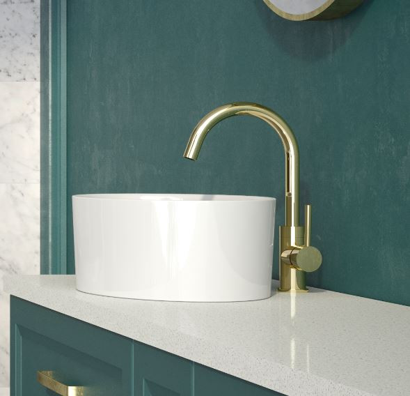 BESCO Illusion I bateria umywalkowa stojąca wysoka złoty BU-II-ZL