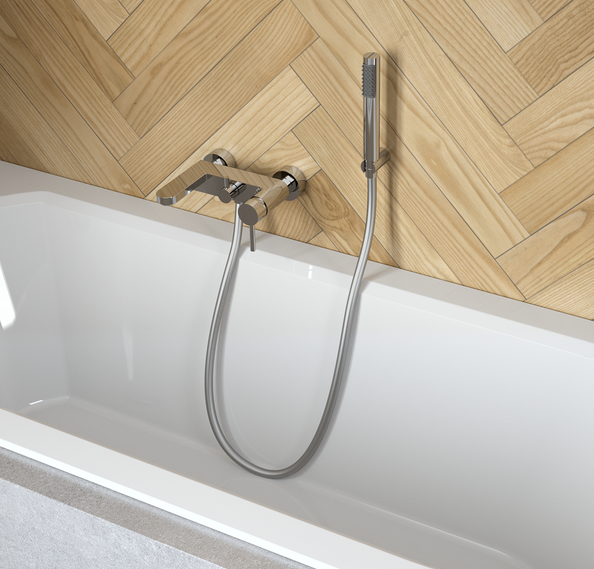 BESCO Decco bateria wanowa natynkowa z zestawem prysznicowym czarny matowy BW-DS-CZ