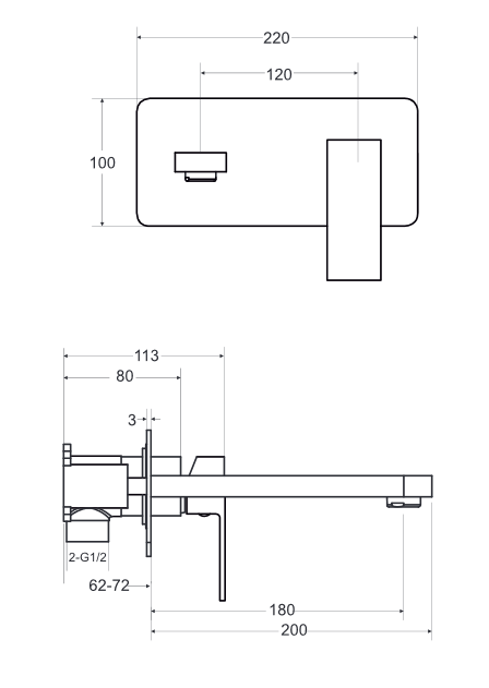 BESCO Modern bateria umywalkowa podtynkowa czarny matowy BU-MVS-CZ