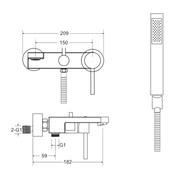 BESCO Decco bateria wanowa natynkowa z zestawem prysznicowym czarny matowy BW-DS-CZ