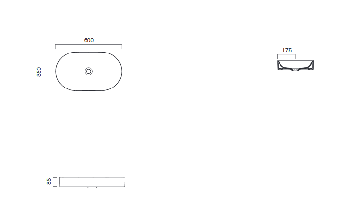 Catalano Horizon umywalka stawiana na blat 60x35 CATAglaze ceramika biały 160AHZ00