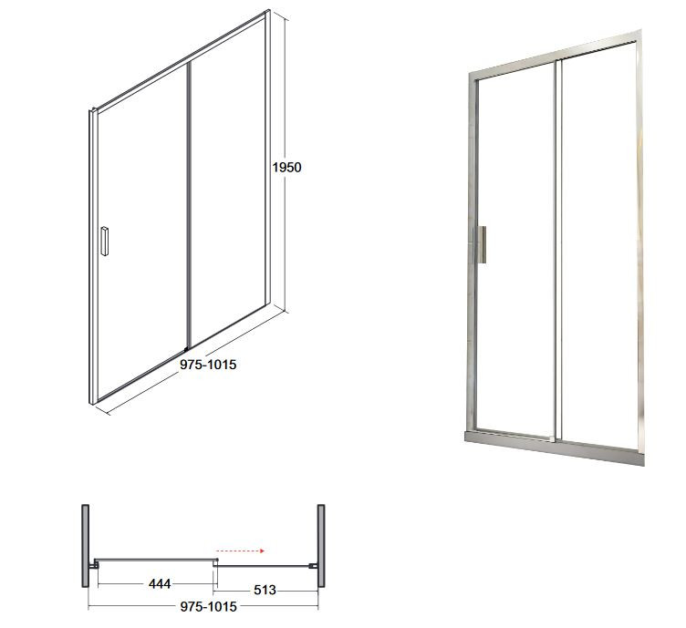 BESCO Actis drzwi do wneki przesuwne 100 cm przeźroczyste chrom DA-100