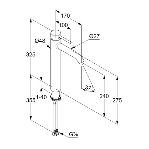 Kludi Bozz jednouchwytowa bateria umywalkowa wysoka bez korka chrom 382860576