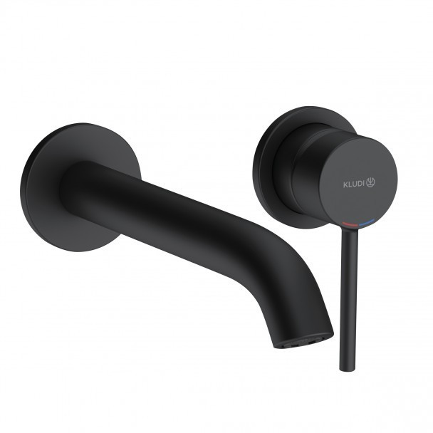 Kludi Bozz jednouchwytowa bateria umywalkowa 230mm ścienna czarny matowy 382453976