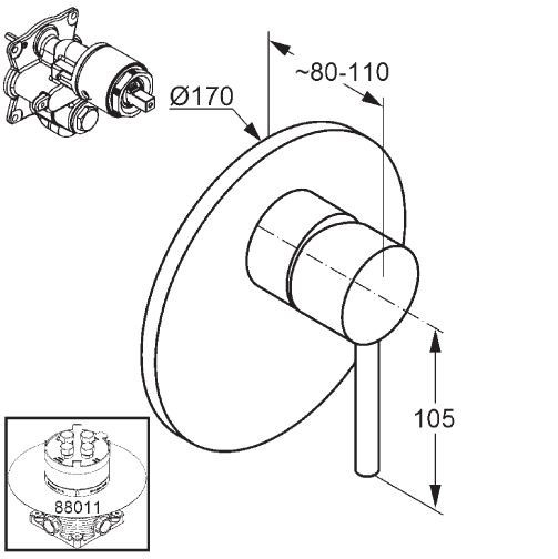 Kludi Bozz podtynkowa bateria natryskowa element zewnętrzny czarny matowy 386553976