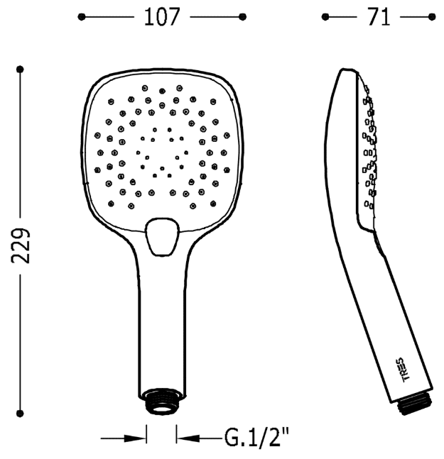 Tres słuchawka z masażem 3 strumienie biały/chrom 299.749.06