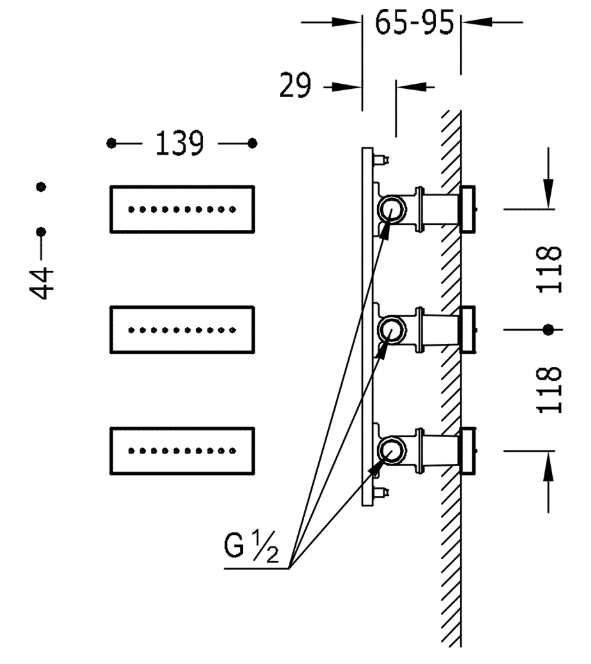 Tres zestaw dysz natryskowych z hydromasażem czarny matowy 299.515.04.NM