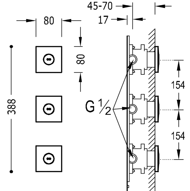 Tres zestaw dysz natryskowych z hydromasażem chrom 299.515.06