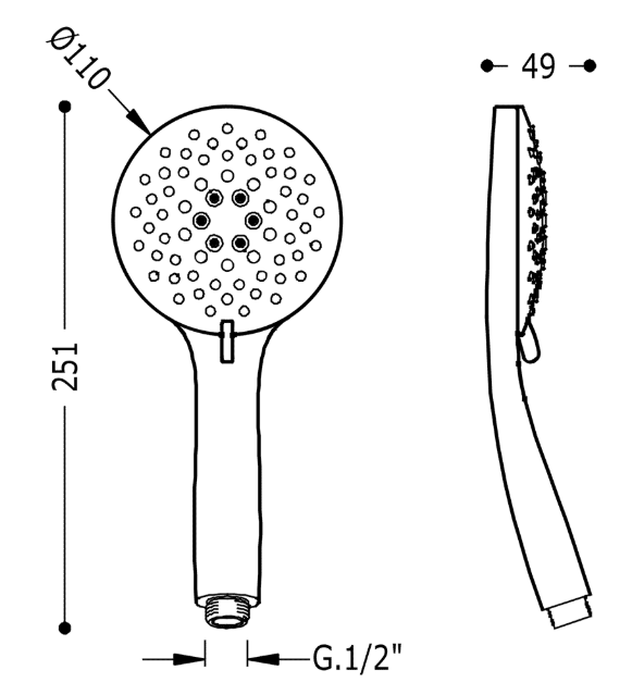 Tres  słuchawka z masażem 5 strumieni chrom 299.749.01