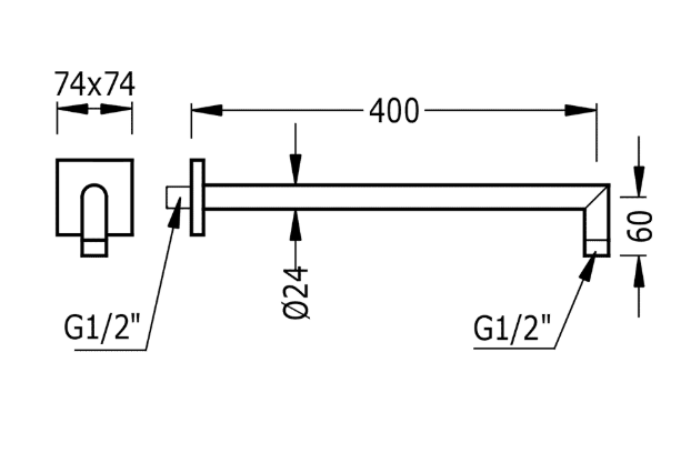 Tres ramię ścienne 40cm do głowicy natryskowej złoty polerowany 062.432.01.OR