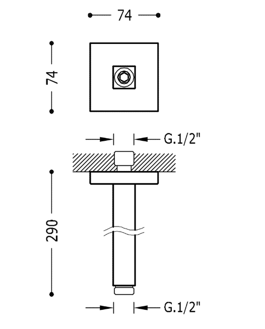 Tres ramię sufitowe 29cm do głowicy natryskowej czarny matowy 1.34.622.02.NM