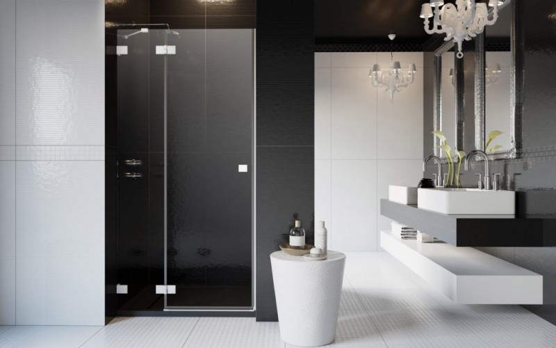 Radaway Essenza Pro White DWJ drzwi wnękowe otwierane 100 cm lewe biały przeźroczyste Easy Clean 10099100-04-01L