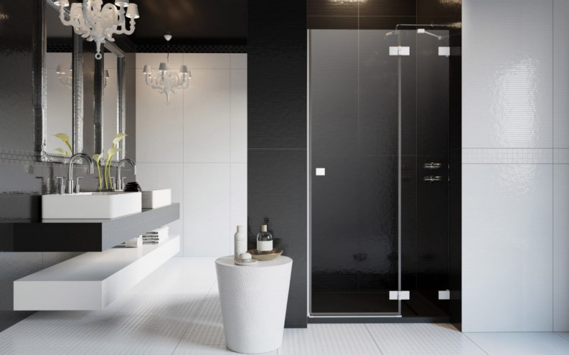 Radaway Essenza Pro White DWJ drzwi wnękowe otwierane 100 cm prawe biały przeźroczyste Easy Clean 10099100-04-01R