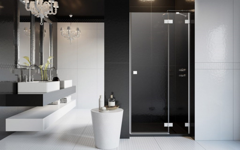 Radaway Essenza Pro White DWJ drzwi wnękowe otwierane 80 cm prawe biały przeźroczyste Easy Clean 10099080-04-01R