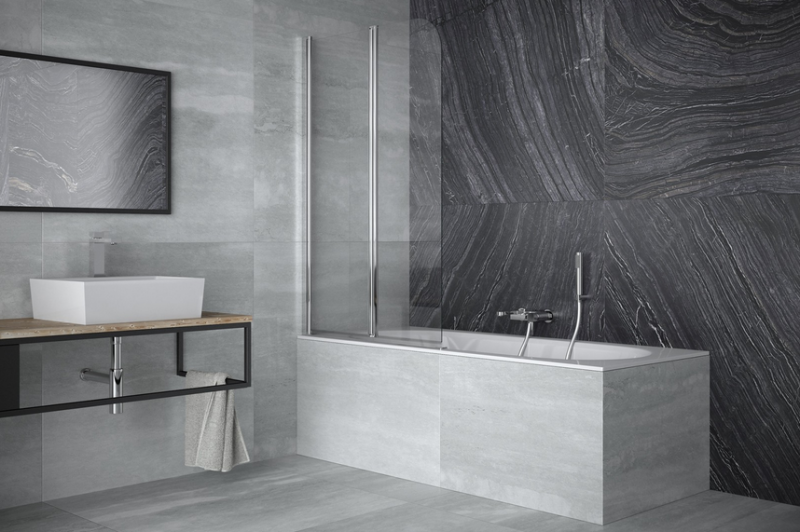 BESCO Prime 2 parawan nawannowy 2-skrzydłowy ruchomy 90 cm chrom PNP-2S